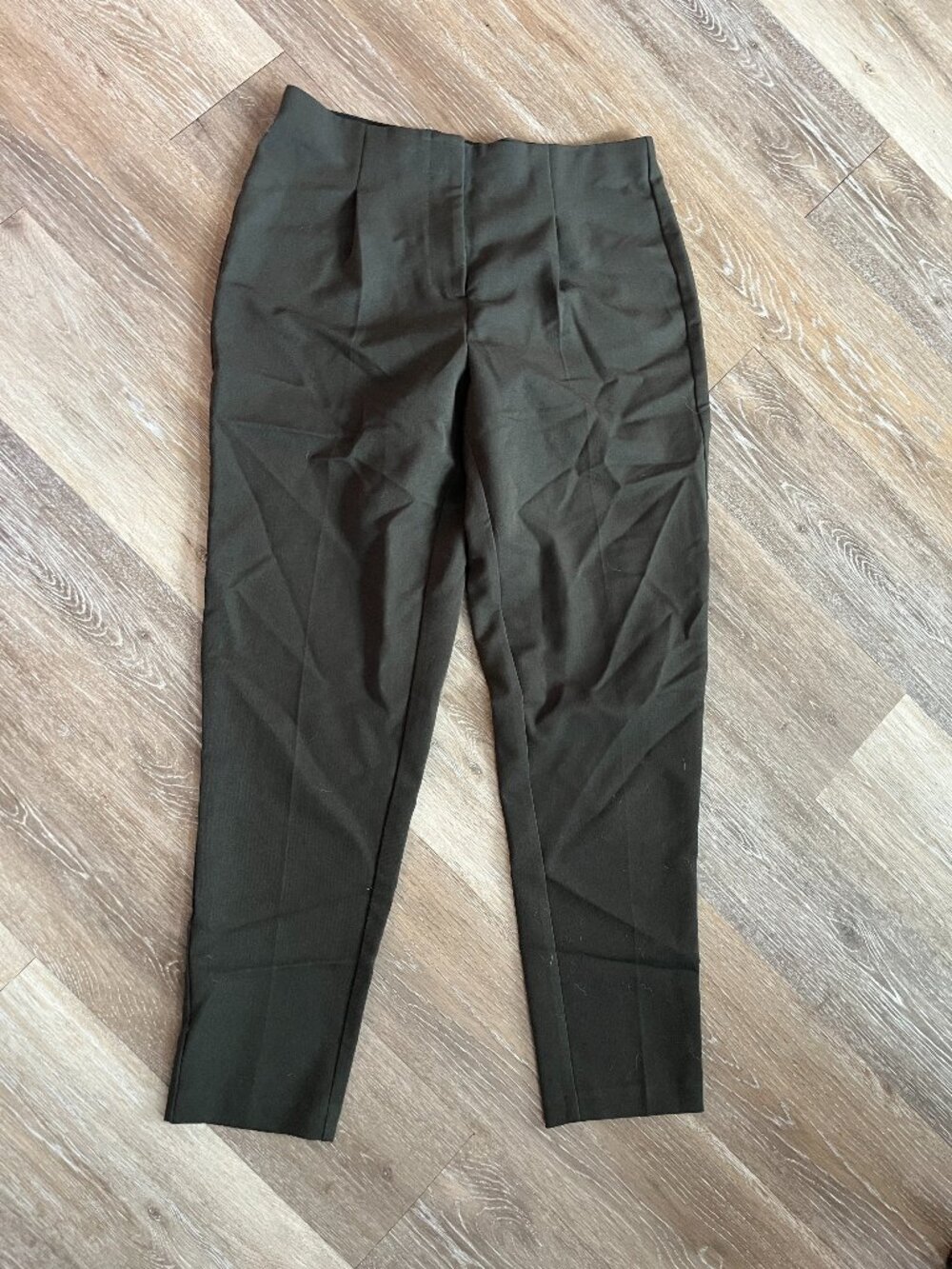 Dark Green Straight Leg Fitted Slacks